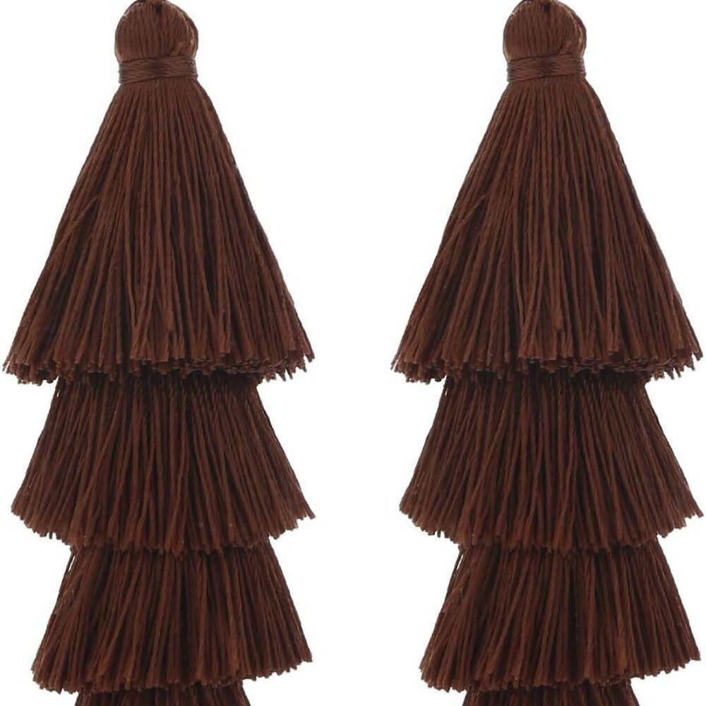 Tassel Earrings Handmade Tiered Thread Tassel Dangle Earrings, Multi Colors